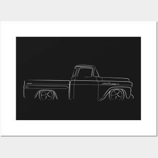 1958 Chevy Apache Fleetside - profile stencil, white Posters and Art